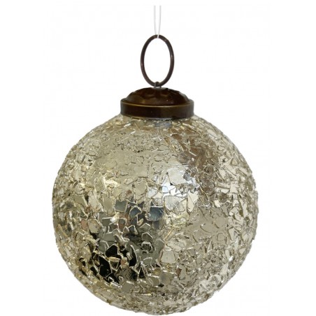 Ozdoba skleněná stříbrný dekor 9 cm