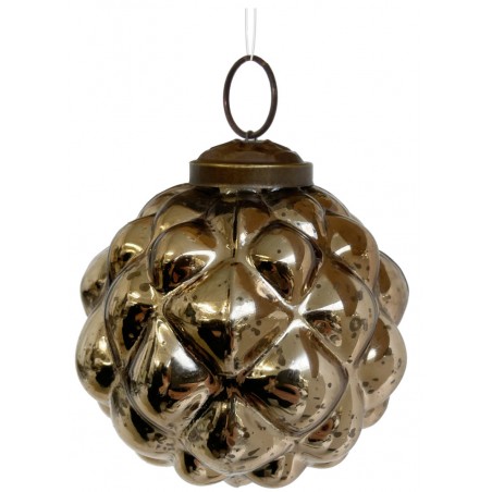 Ozdoba skleněná antique tmavě zlatá 9 cm