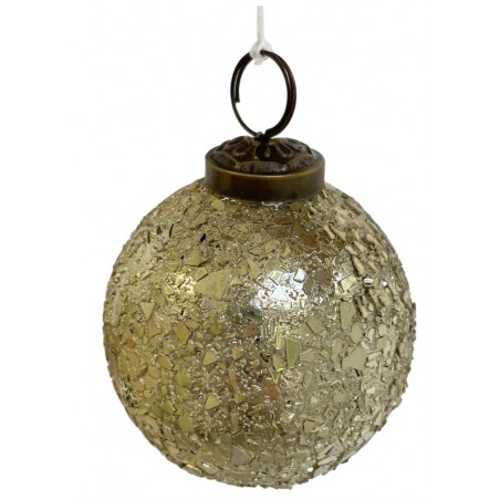 Ozdoba skleněná zářivě zlatý dekor 10 cm