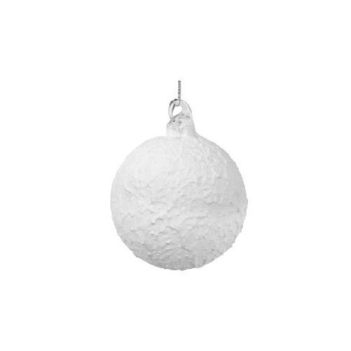 Ozdoba skleněná bílá patina 8 cm