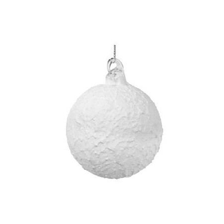 Ozdoba skleněná bílá patina 8 cm